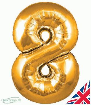 Oaktree 30inch Number 8 Gold - Foil Balloons