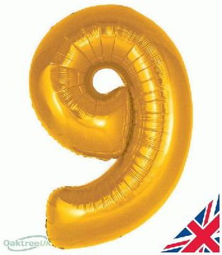 Oaktree 30inch Number 9 Gold - Foil Balloons
