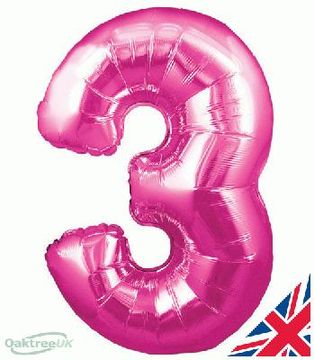 Oaktree 30inch Number 3 Pink - Foil Balloons