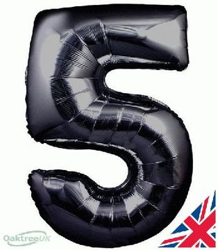 Oaktree 30inch Number 5 Black - Foil Balloons