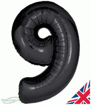 Oaktree 30inch Number 9 Black - Foil Balloons