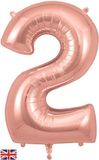 Oaktree 34inch Number 2 Rose Gold - Foil Balloons