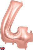 Oaktree 34inch Number 4 Rose Gold - Foil Balloons