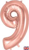 Oaktree 34inch Number 9 Rose Gold - Foil Balloons