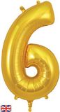 Oaktree 34inch Number 6 Gold - Foil Balloons