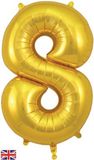 Oaktree 34inch Number 8 Gold - Foil Balloons