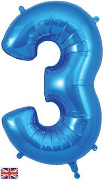 Oaktree 34inch Number 3 Blue - Foil Balloons