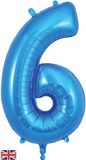 Oaktree 34inch Number 6 Blue - Foil Balloons