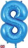 Oaktree 34inch Number 8 Blue - Foil Balloons