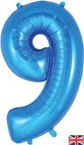 Oaktree 34inch Number 9 Blue - Foil Balloons
