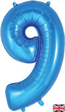 Oaktree 34inch Number 9 Blue - Foil Balloons