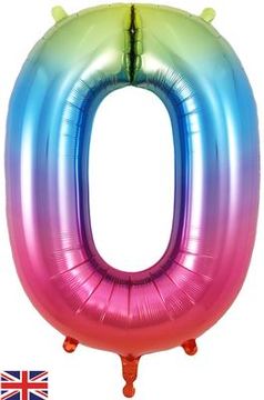 Oaktree 34inch Number 0 Rainbow - Foil Balloons