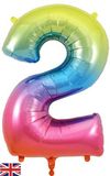 Oaktree 34inch Number 2 Rainbow - Foil Balloons