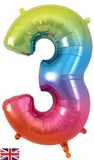 Oaktree 34inch Number 3 Rainbow - Foil Balloons