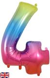 Oaktree 34inch Number 4 Rainbow - Foil Balloons