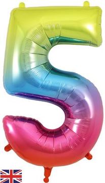 Oaktree 34inch Number 5 Rainbow - Foil Balloons