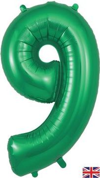 Oaktree 34inch Number 9 Green - Foil Balloons