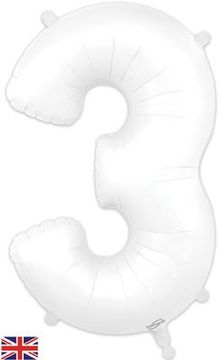 Oaktree 34inch Number 3 Matte White - Foil Balloons