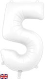 Oaktree 34inch Number 5 Matte White - Foil Balloons