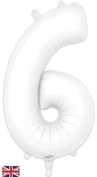 Oaktree 34inch Number 6 Matte White - Foil Balloons