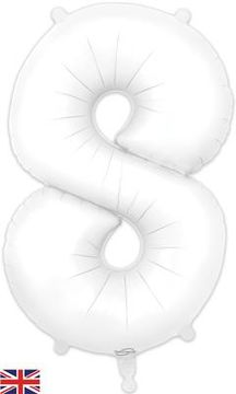 Oaktree 34inch Number 8 Matte White - Foil Balloons