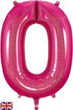 Oaktree 34inch Number 0 Holographic Pink - Foil Balloons