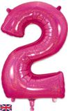 Oaktree 34inch Number 2 Holographic Pink - Foil Balloons
