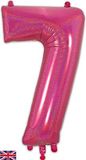 Oaktree 34inch Number 7 Holographic Pink - Foil Balloons