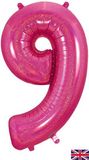 Oaktree 34inch Number 9 Holographic Pink - Foil Balloons