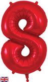 Oaktree 34inch Number 8 Red - Foil Balloons