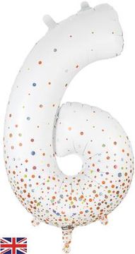 Oaktree 34inch Number 6 Sparkling Fizz Holographic Rose Gold - Foil Balloons