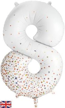 Oaktree 34inch Number 8 Sparkling Fizz Holographic Rose Gold - Foil Balloons