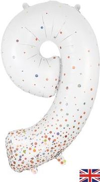 Oaktree 34inch Number 9 Sparkling Fizz Holographic Rose Gold - Foil Balloons