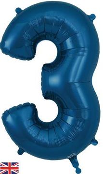 Oaktree 34inch Number 3 Navy Blue - Foil Balloons