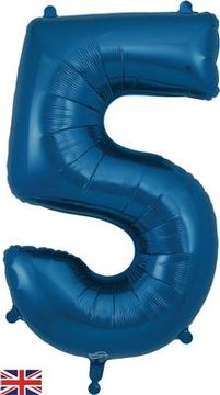 Oaktree 34inch Number 5 Navy Blue - Foil Balloons