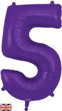 Oaktree 34inch Number 5 Purple - Foil Balloons