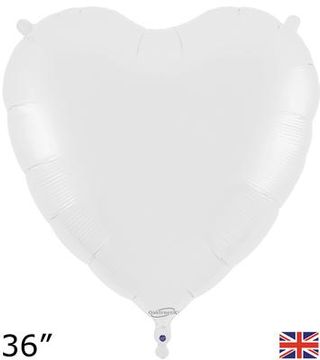 Oaktree 36inch White Heart Packaged - Foil Balloons