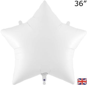 Oaktree 36inch White Star Packaged - Foil Balloons