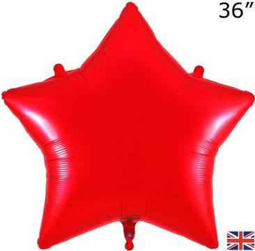 Oaktree 36inch Red Star Packaged - Foil Balloons