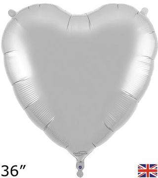 Oaktree 36inch Silver Heart Packaged - Foil Balloons