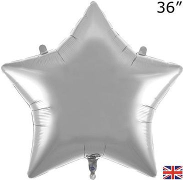 Oaktree 36inch Silver Star Packaged - Foil Balloons