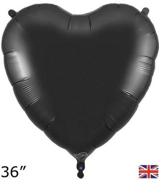 Oaktree 36inch Black Heart Packaged - Foil Balloons