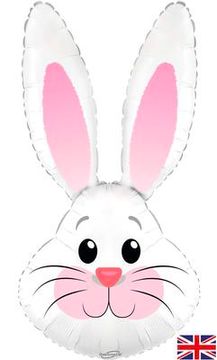 Oaktree Shape 35inch Cute Rabbit White Metallic Unpackaged - Foil Balloons