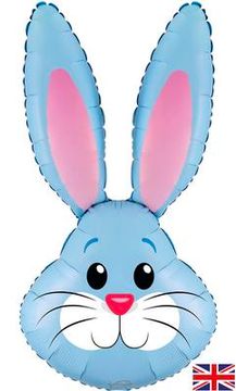 Oaktree Shape 35inch Cute Rabbit Blue Metallic Unpackaged - Foil Balloons