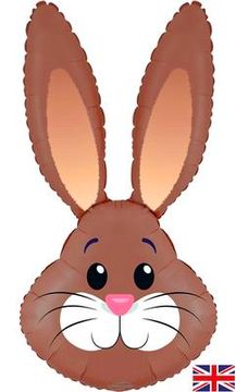 Oaktree Shape 35inch Cute Rabbit Brown Metallic Packaged - Foil Balloons