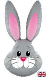 Oaktree Shape 35inch Cute Rabbit Grey Metallic Unpackaged - Foil Balloons