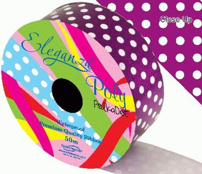 Eleganza Poly 50mm x 50m Polka Dot Purple No.36 - Ribbons