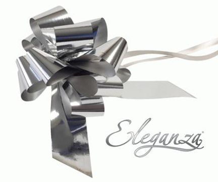 Eleganza Poly Pull Bows Metallic 50mm x 20pcs Silver - Pullbows