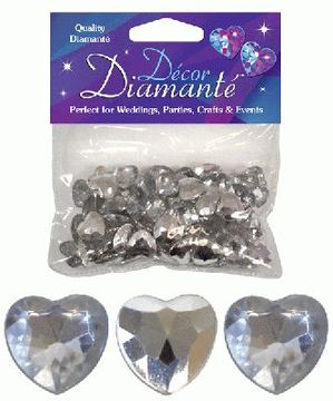 Décor Diamanté™ 12mm Hearts 28g bag, Silver (Clear with mirrored back) - Accessories