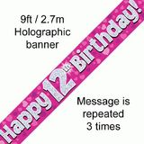 12th Birthday Pink - Banners & Bunting